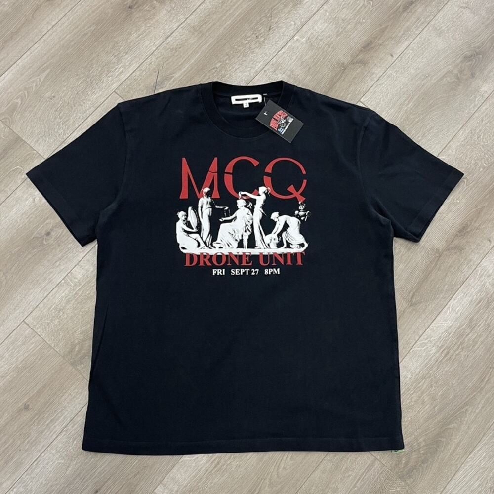 Alexander McQueen Drone Unit Slim Fit Tee T Shirt Size 3XL Black Red SF